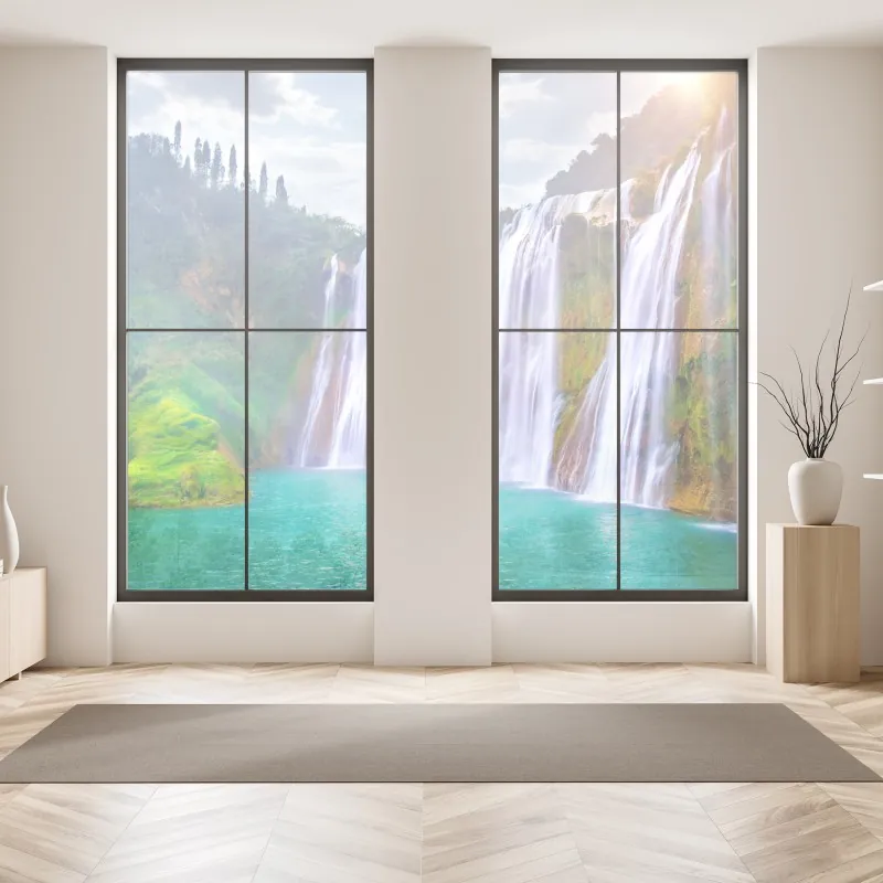 Naklejka na okno leśny strumień porośnięty mchem – Wallissimo®