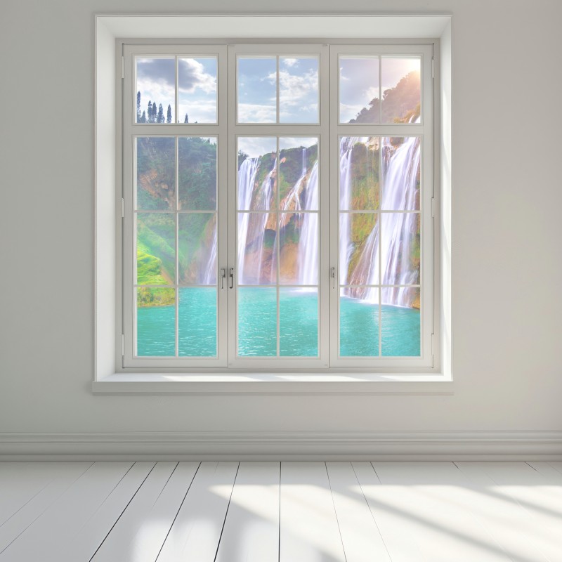 Naklejka na okno Jiulong wodospad turkusowa kaskada w Luoping, Chiny – Wallissimo® Naklejka na okno Jiulong wodospad turkusowa kaskada w Luoping, Chiny – Wallissimo®