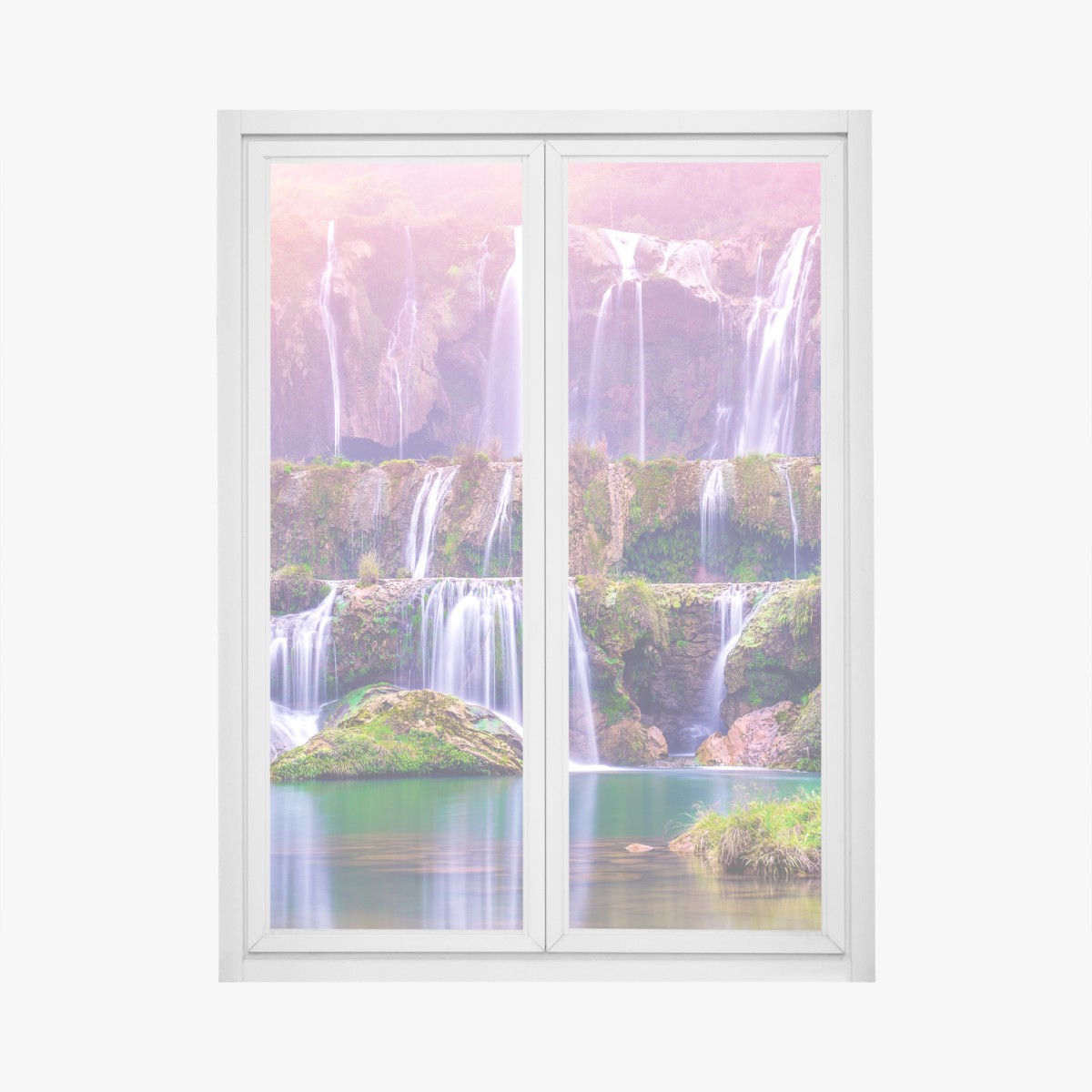 Window decal serene cascade at Jiulong waterfall, Luoping