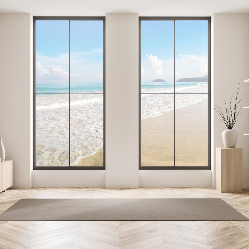 Naklejka na okno niebieski wzór ze spiralami – Wallissimo®