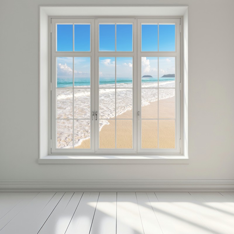 Naklejka na okno plaża Karon, Phuket: spokojne morze – Wallissimo® Naklejka na okno plaża Karon, Phuket: spokojne morze – Wallissimo®