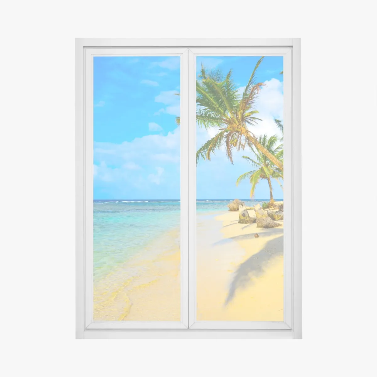 Naklejka na okno tropikalna turkusowa plaża – Wallissimo® Naklejka na okno tropikalna turkusowa plaża – Wallissimo®