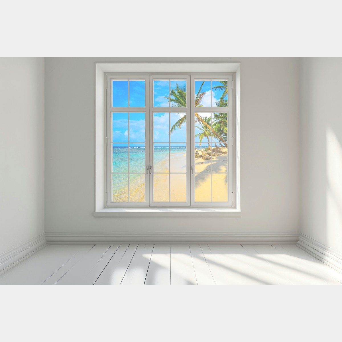 Naklejka na okno tropikalna turkusowa plaża – Wallissimo® Naklejka na okno tropikalna turkusowa plaża – Wallissimo®