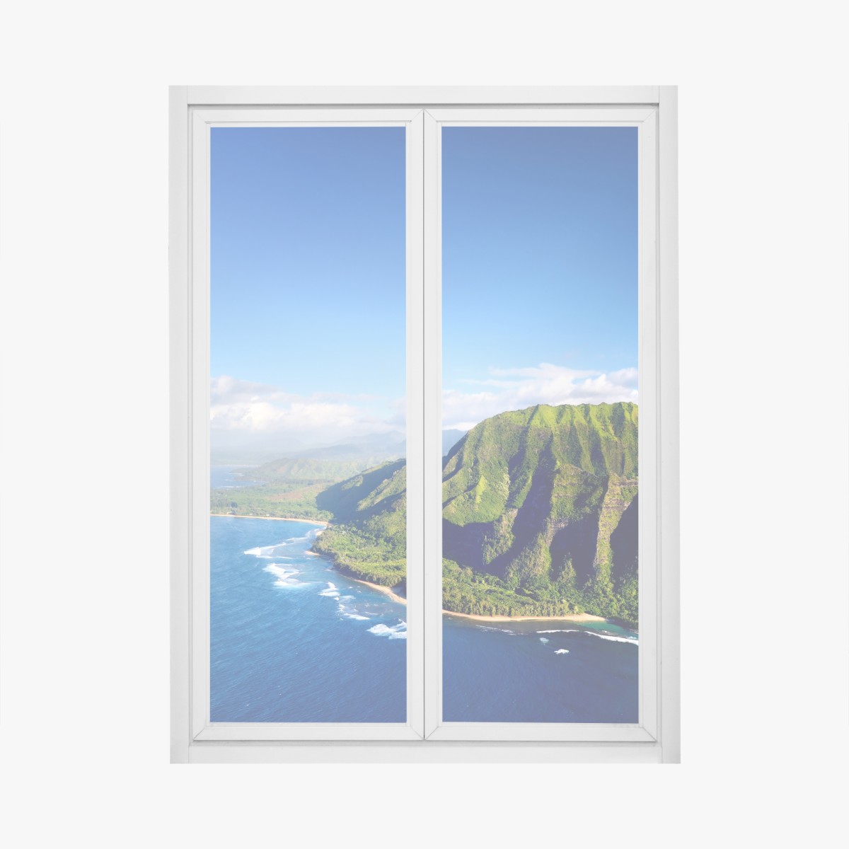 Window decal majestic coastal cliffs over turquoise ocean