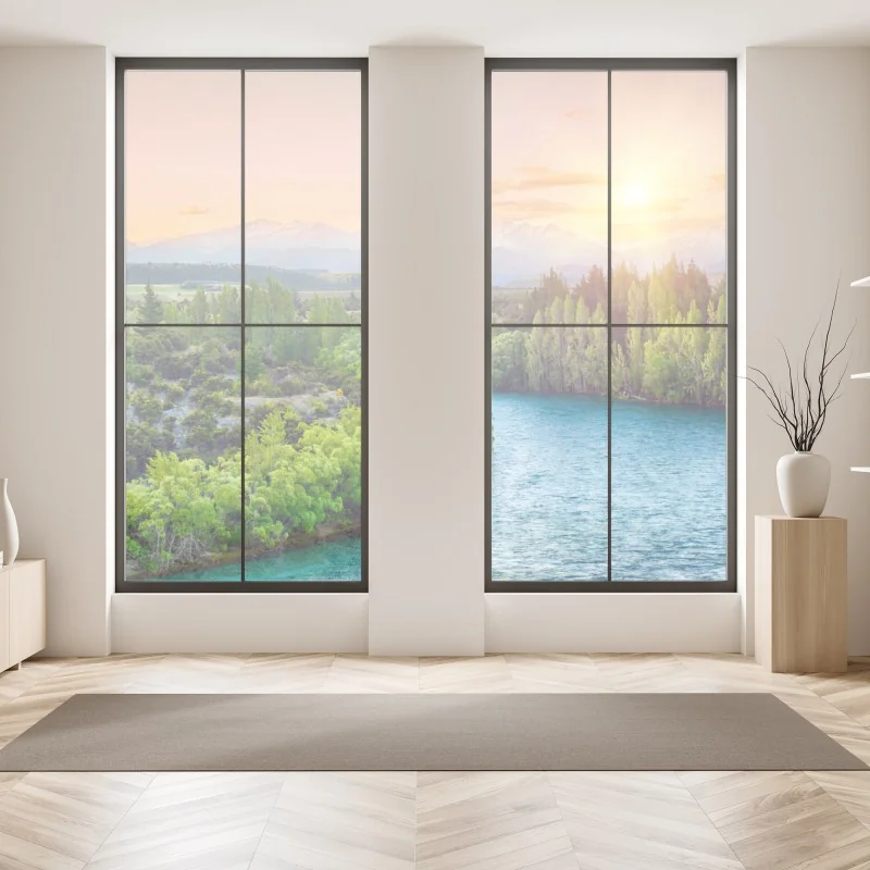 Naklejka na okno japoński niebieski wzór seigaiha – Wallissimo®