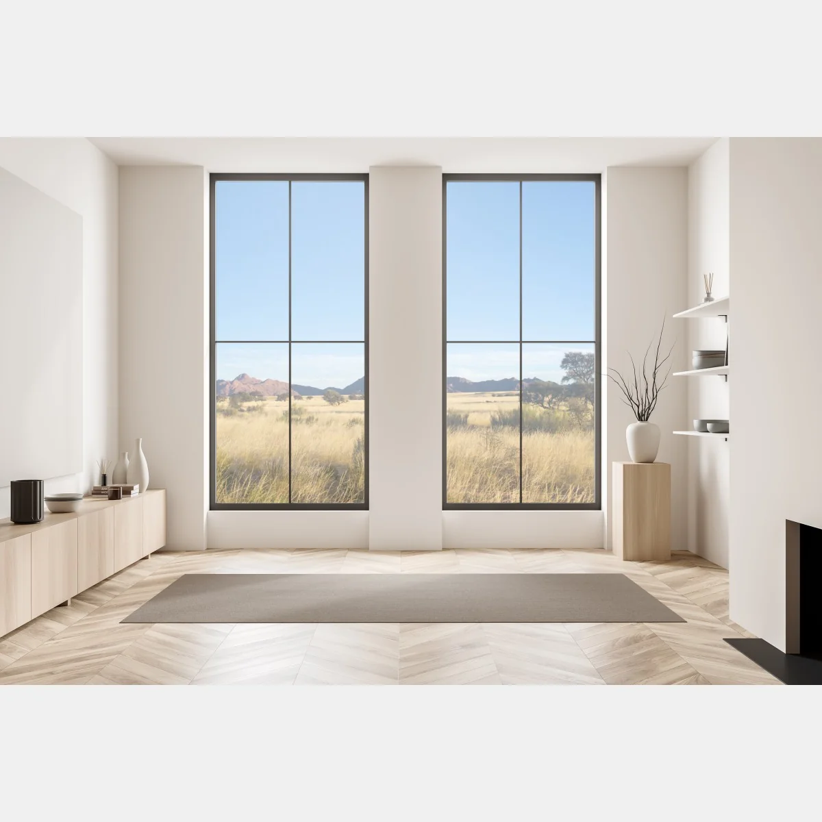 Naklejka na okno spokojny krajobraz sawanny pod bezchmurnym niebem – Wallissimo® Naklejka na okno spokojny krajobraz sawanny pod bezchmurnym niebem – Wallissimo®