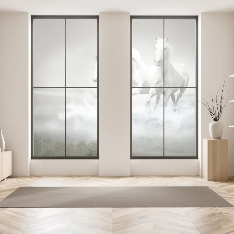 Naklejka na okno złote pole pod szerokim błękitnym niebem – Wallissimo®