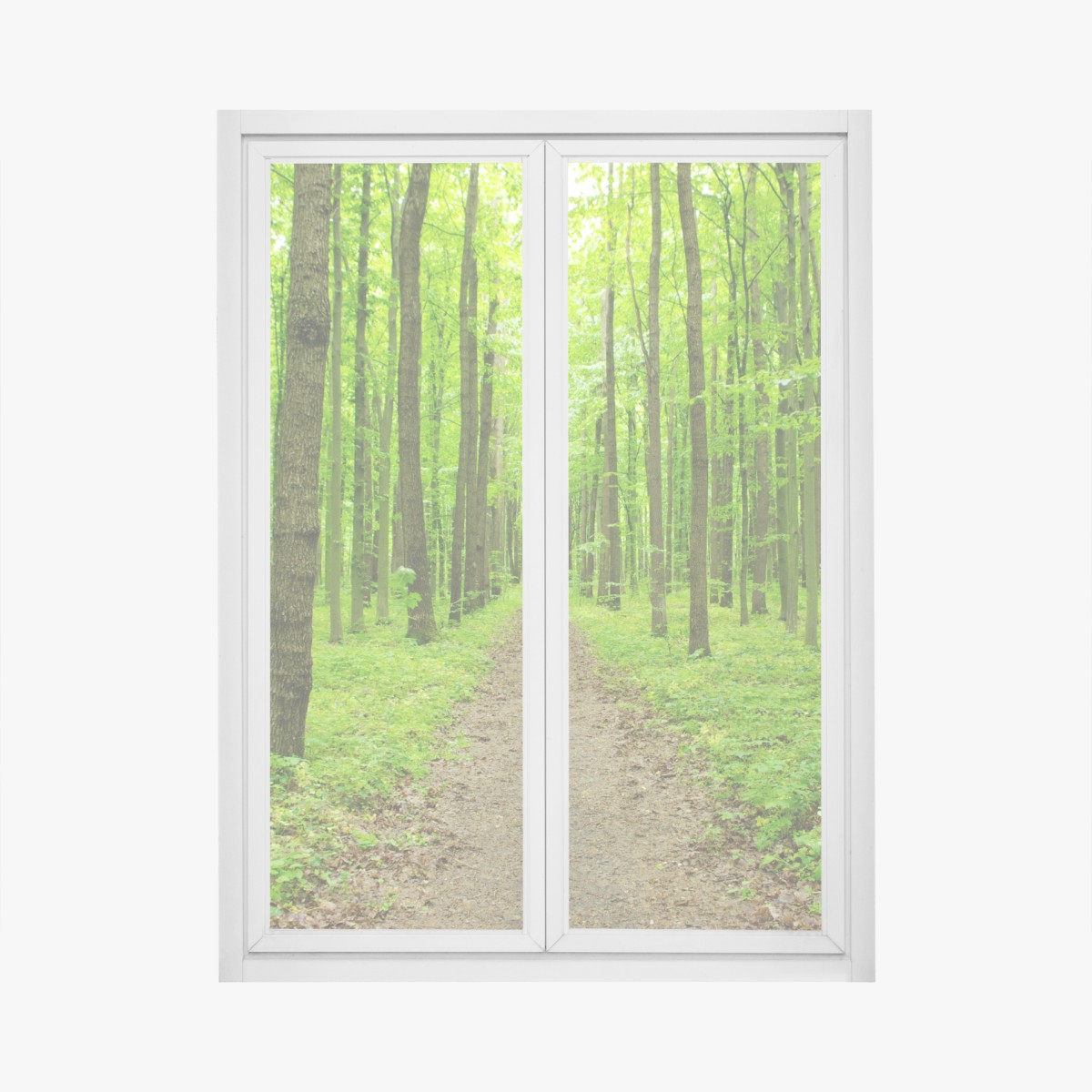 Window decal serene green forest path