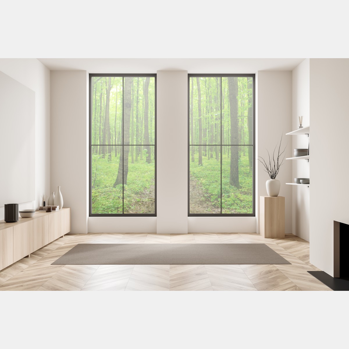 Naklejka na okno spokojna zielona ścieżka w lesie – Wallissimo® Naklejka na okno spokojna zielona ścieżka w lesie – Wallissimo®