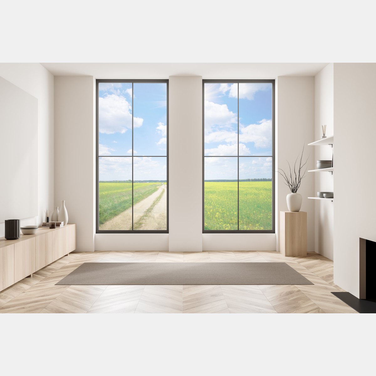 Naklejka na okno żółte pole rzepaku pod błękitnym niebem – Wallissimo® Naklejka na okno żółte pole rzepaku pod błękitnym niebem – Wallissimo®