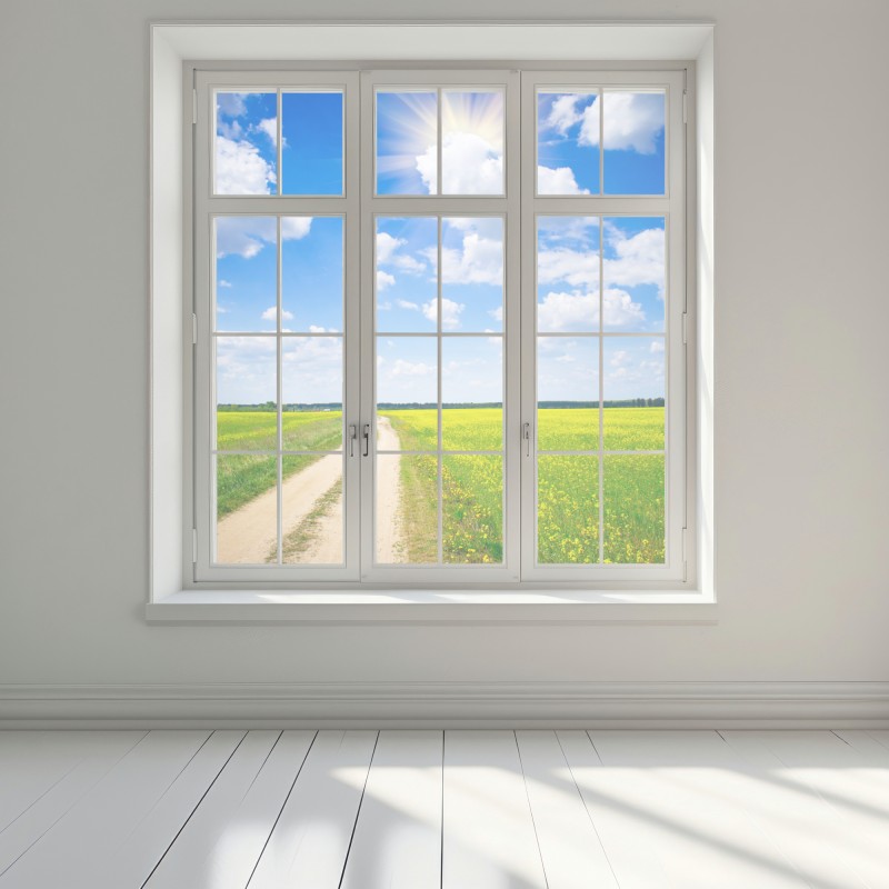 Naklejka na okno żółte pole rzepaku pod błękitnym niebem – Wallissimo® Naklejka na okno żółte pole rzepaku pod błękitnym niebem – Wallissimo®