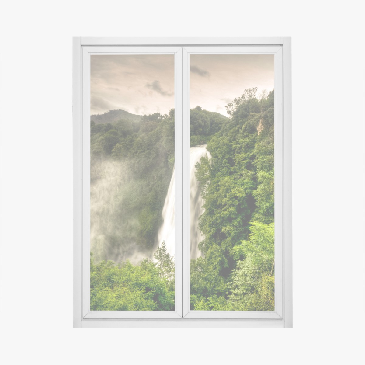 Window decal Marmore waterfalls, Umbria: misty green landscape