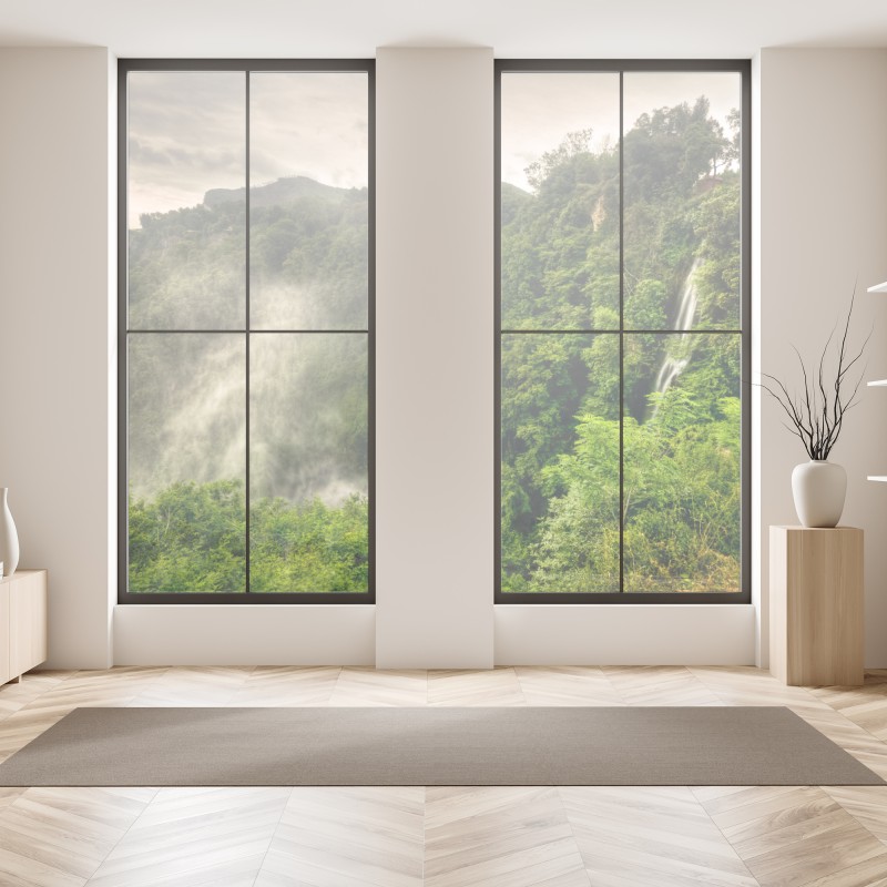 Naklejka na okno złote pole pod szerokim błękitnym niebem – Wallissimo®