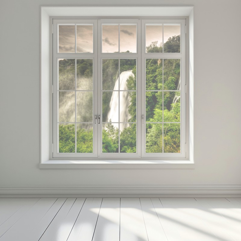 Naklejka na okno wodospad Marmore w Umbrii: mglista zieleń – Wallissimo® Naklejka na okno wodospad Marmore w Umbrii: mglista zieleń – Wallissimo®