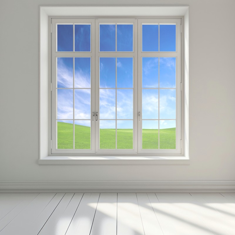 Naklejka na okno słoneczna zielona łąka pod niebieskim niebem – Wallissimo® Naklejka na okno słoneczna zielona łąka pod niebieskim niebem – Wallissimo®