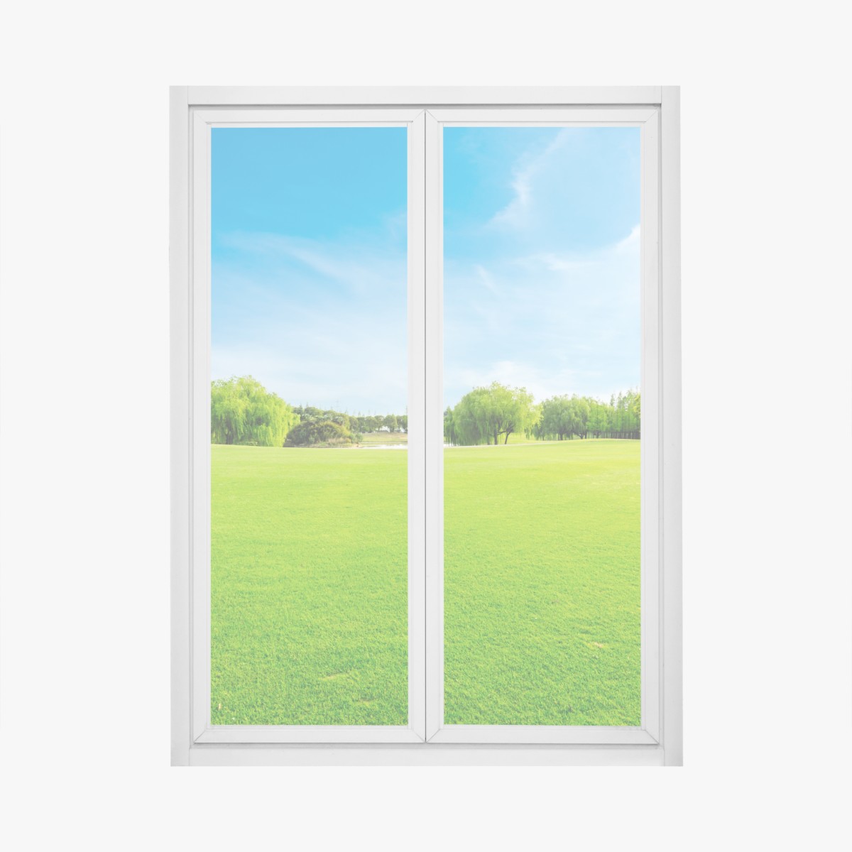 Window decal serene green meadow under a blue sky