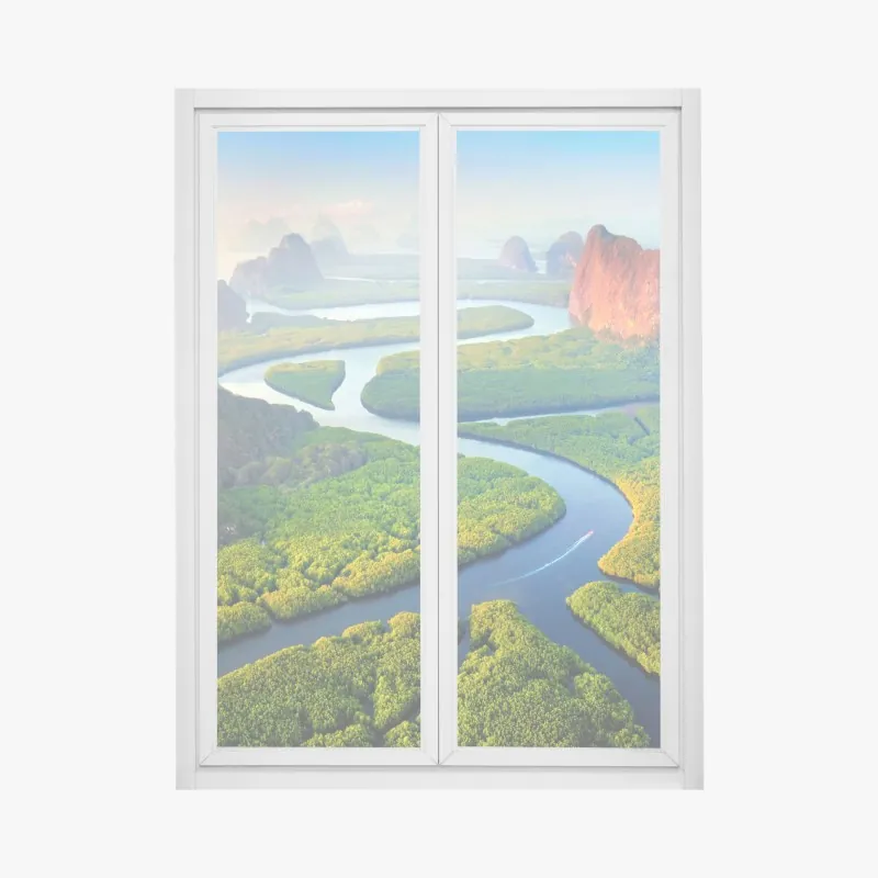 Naklejka na okno ornamentalny złoty wzór chmur – Wallissimo®