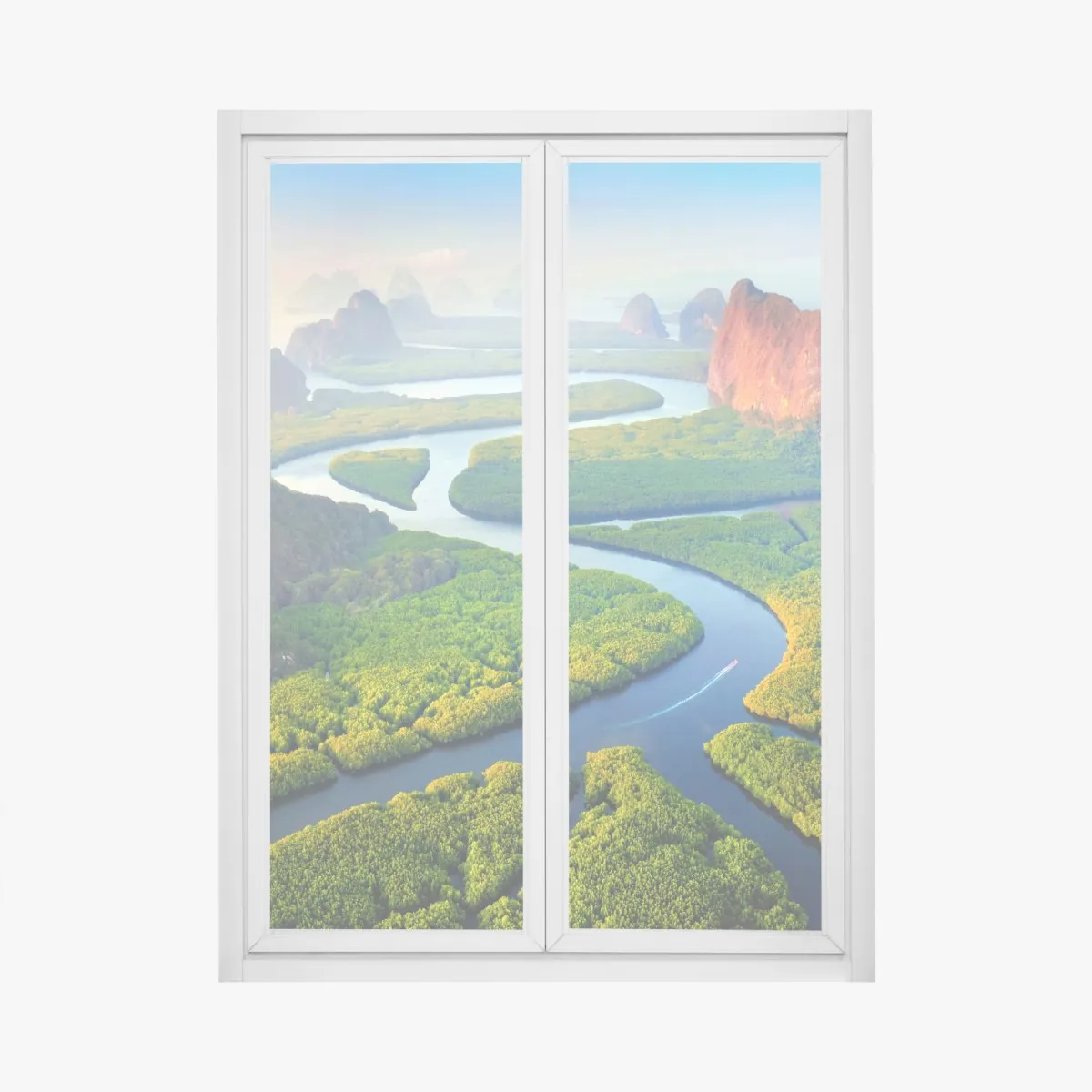 Naklejka na okno wschód słońca nad Zatoką Phang Nga – Wallissimo® Naklejka na okno wschód słońca nad Zatoką Phang Nga – Wallissimo®