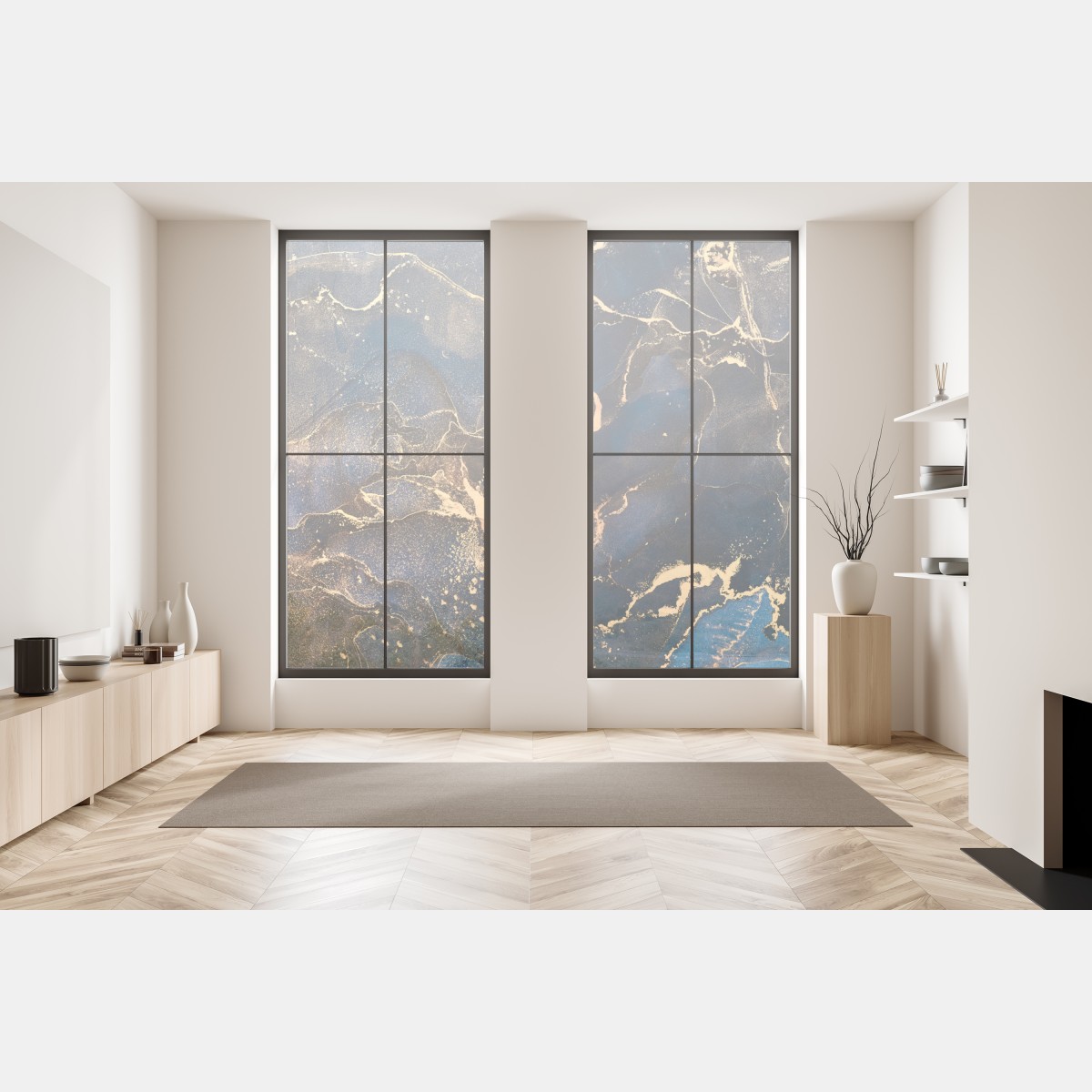 Naklejka na okno nocny marmur ze złotymi żyłkami – Wallissimo® Naklejka na okno nocny marmur ze złotymi żyłkami – Wallissimo®