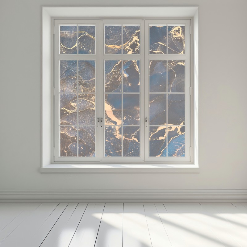 Naklejka na okno nocny marmur ze złotymi żyłkami – Wallissimo® Naklejka na okno nocny marmur ze złotymi żyłkami – Wallissimo®