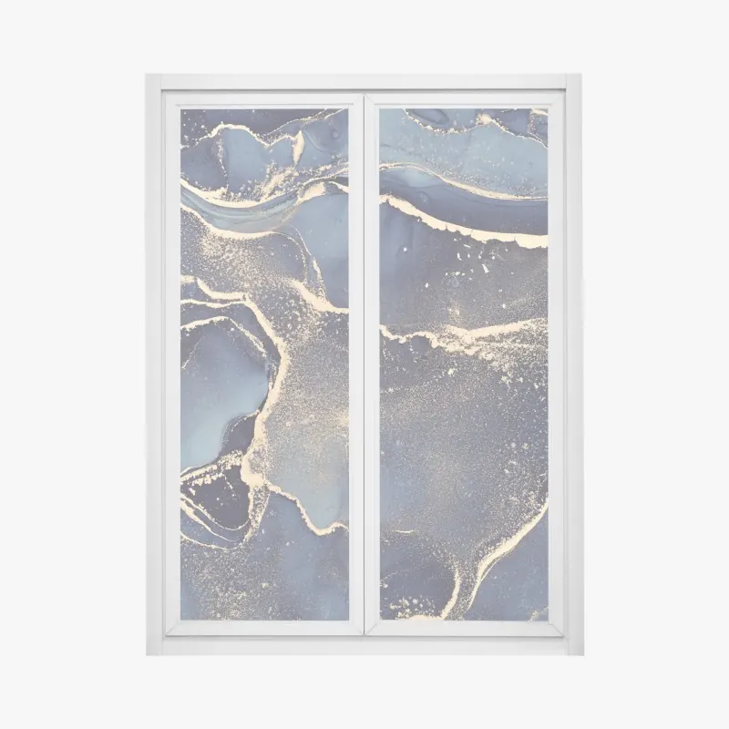 Naklejka na okno senny abstrakcyjny motyw w granacie i złocie