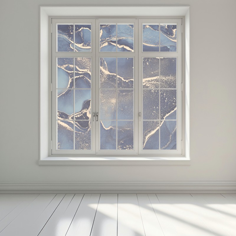 Naklejka na okno senny abstrakcyjny motyw w granacie i złocie – Wallissimo® Naklejka na okno senny abstrakcyjny motyw w granacie i złocie – Wallissimo®