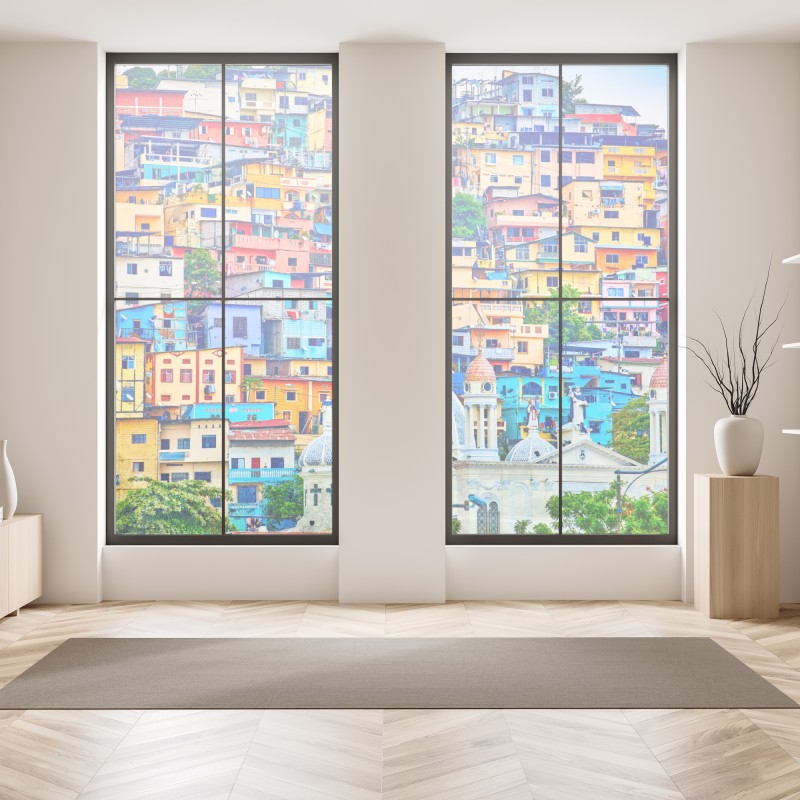 Naklejka na okno delikatny turkusowy wzór botaniczny – Wallissimo®