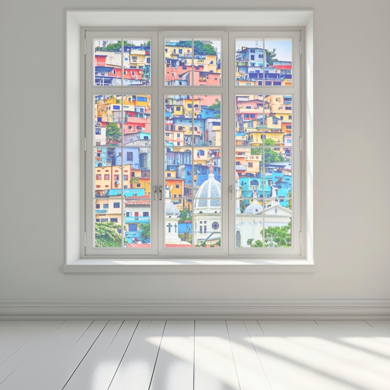 Naklejka na okno kolorowe domy Las Peñas na wzgórzu Santa Ana, Guayaquil – Wallissimo® Naklejka na okno kolorowe domy Las Peñas na wzgórzu Santa Ana, Guayaquil – Wallissimo®