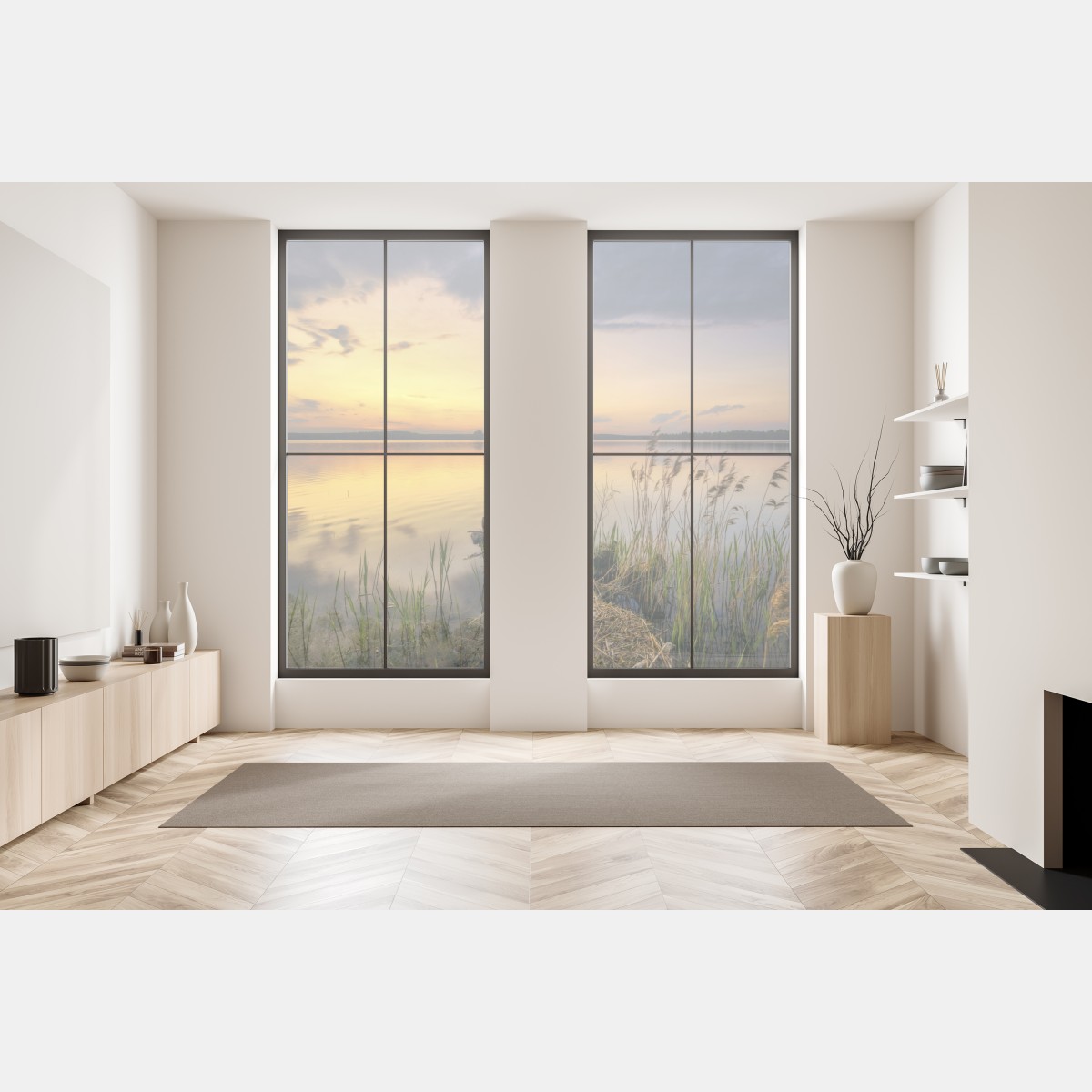 Naklejka na okno złoty zachód słońca nad jeziorem – Wallissimo® Naklejka na okno złoty zachód słońca nad jeziorem – Wallissimo®