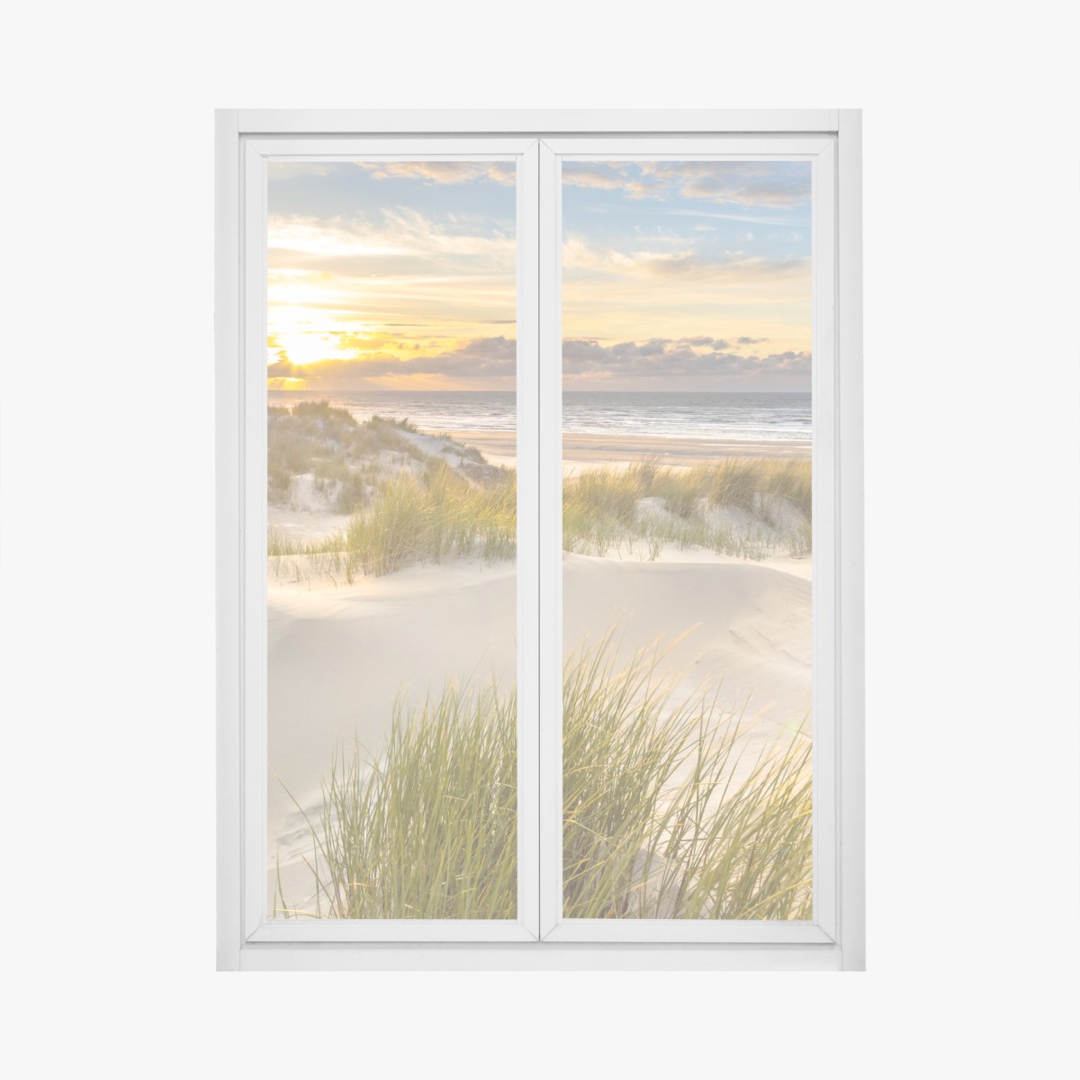 Window decal sunset over Ameland dunes