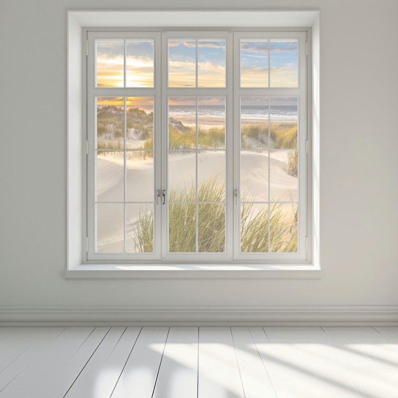 Naklejka na okno zachód słońca nad wydmami Ameland – Wallissimo® Naklejka na okno zachód słońca nad wydmami Ameland – Wallissimo®