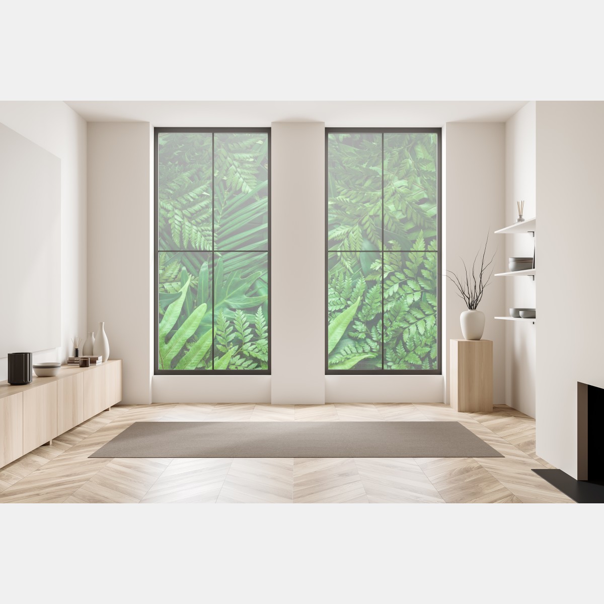 Naklejka na okno bujny zielony wzór liści – Wallissimo® Naklejka na okno bujny zielony wzór liści – Wallissimo®