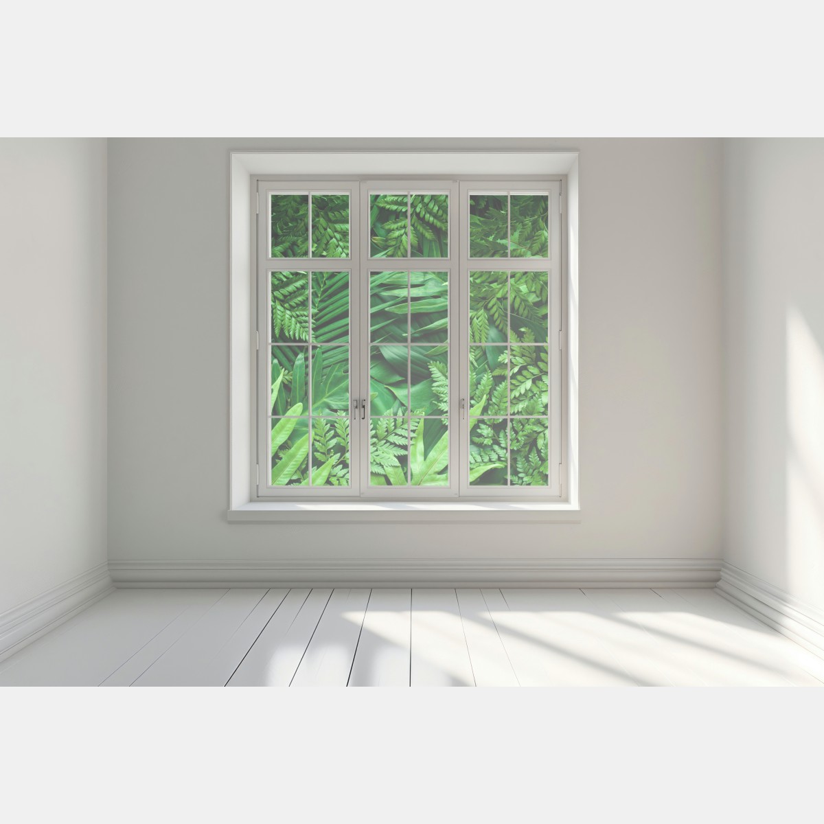Naklejka na okno bujny zielony wzór liści – Wallissimo® Naklejka na okno bujny zielony wzór liści – Wallissimo®