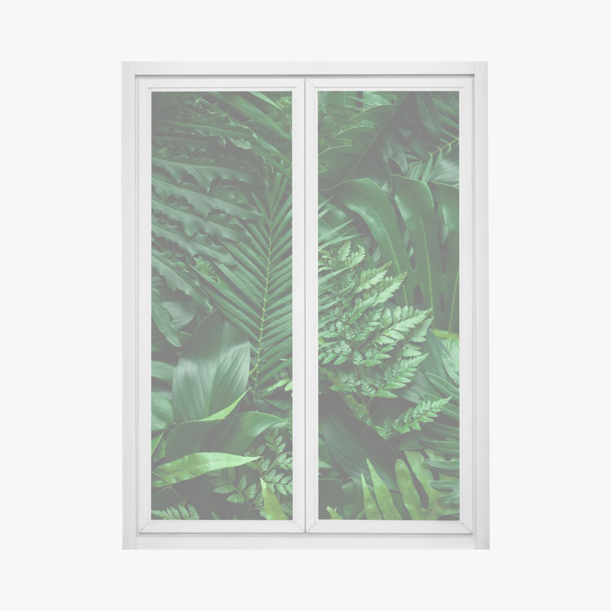 Window decal lush tropical jungle leaves