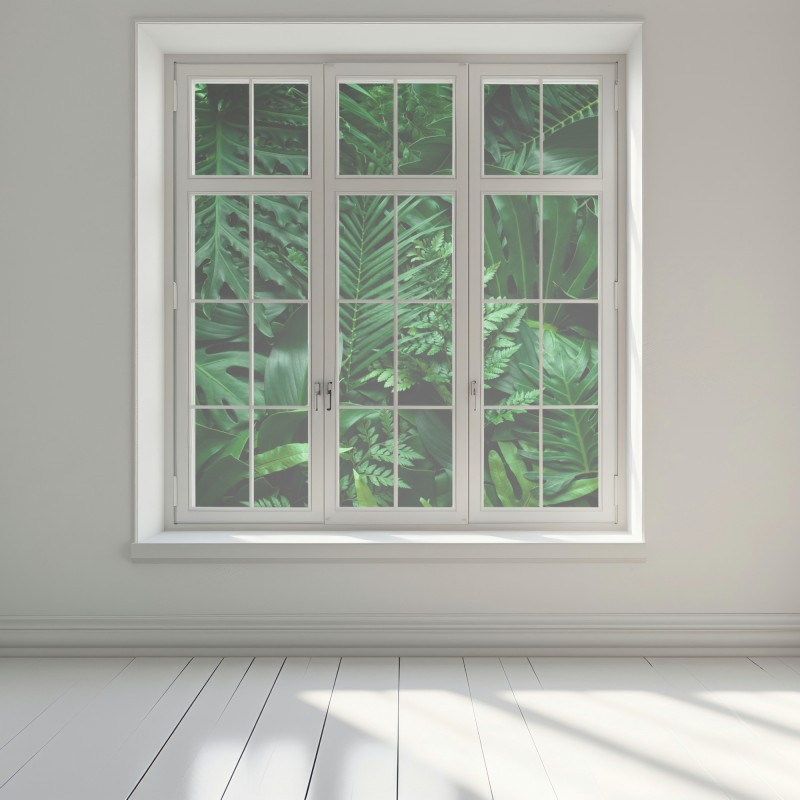 Naklejka na okno bujne tropikalne liście – Wallissimo® Naklejka na okno bujne tropikalne liście – Wallissimo®