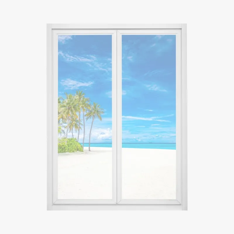 Naklejka na okno tropikalna plaża z palmami