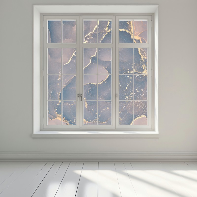 Naklejka na okno granatowo-złota marmurowa abstrakcja – Wallissimo® Naklejka na okno granatowo-złota marmurowa abstrakcja – Wallissimo®