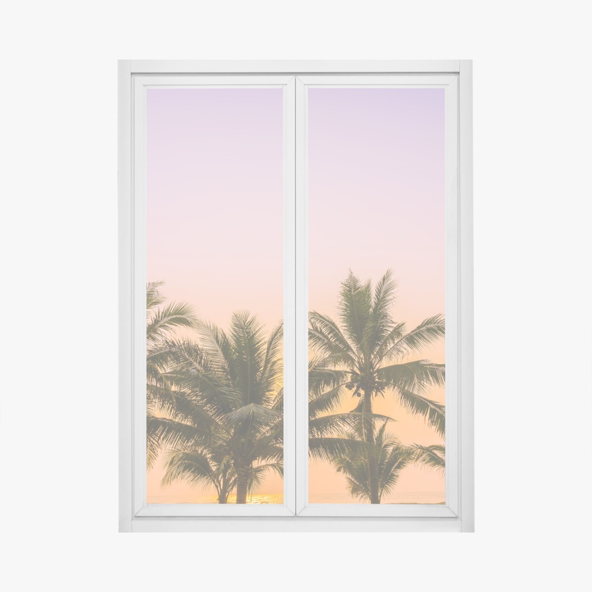 Window decal tropical palm sunset at the beach