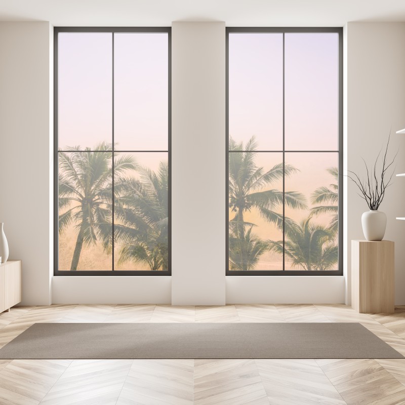 Naklejka na okno jesienna panorama gór i jeziora – Wallissimo®