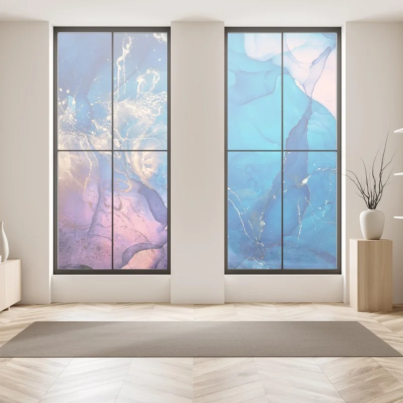 Naklejka na okno wschód słońca nad zielonymi pagórkami – Wallissimo®