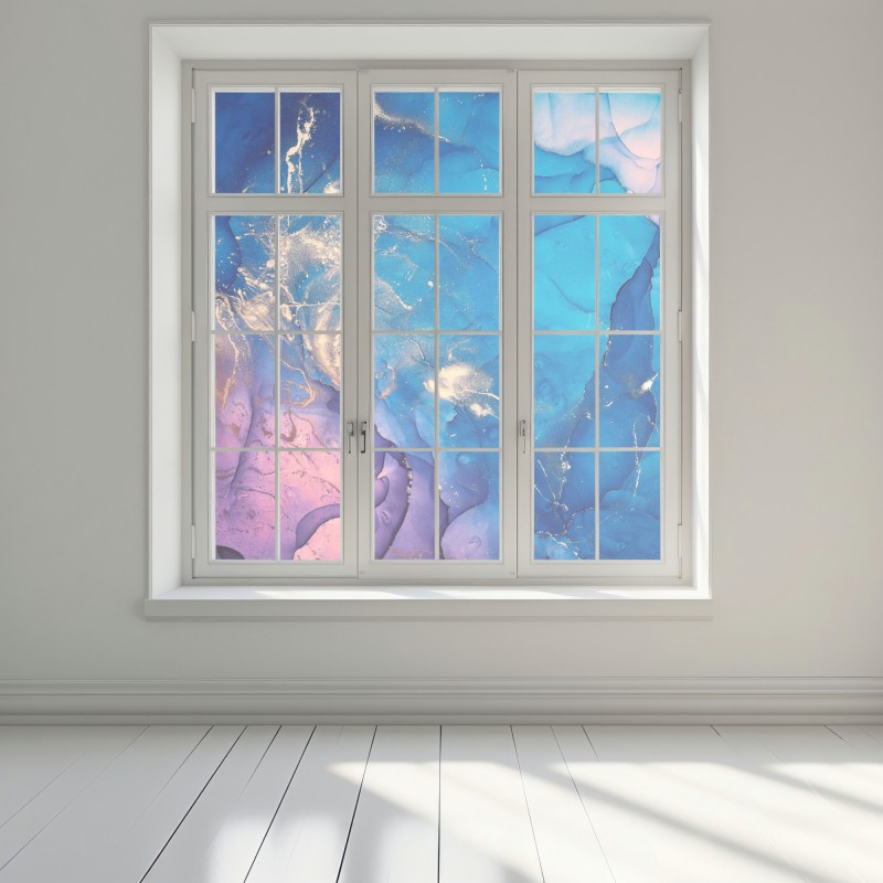 Naklejka na okno niebieska marmurowa abstrakcja z atramentu alkoholowego – Wallissimo® Naklejka na okno niebieska marmurowa abstrakcja z atramentu alkoholowego – Wallissimo®