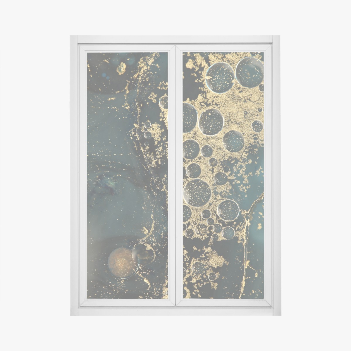 Window decal turquoise and gold abstract marbled texture