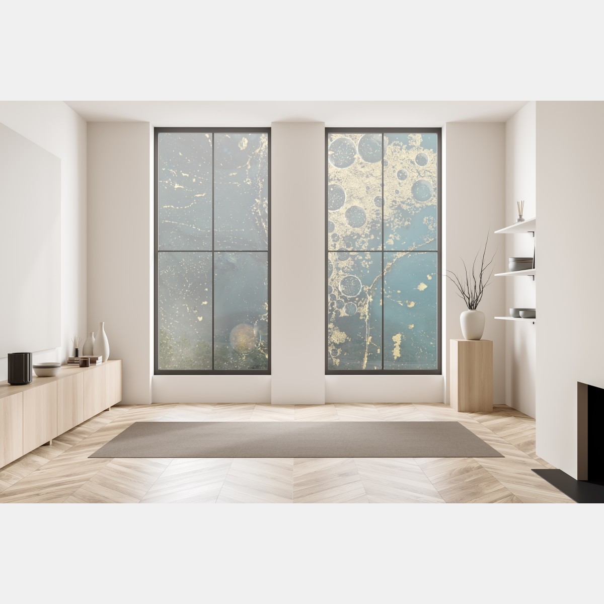 Naklejka na okno turkusowo-złota abstrakcyjna marmurkowa faktura – Wallissimo® Naklejka na okno turkusowo-złota abstrakcyjna marmurkowa faktura – Wallissimo®