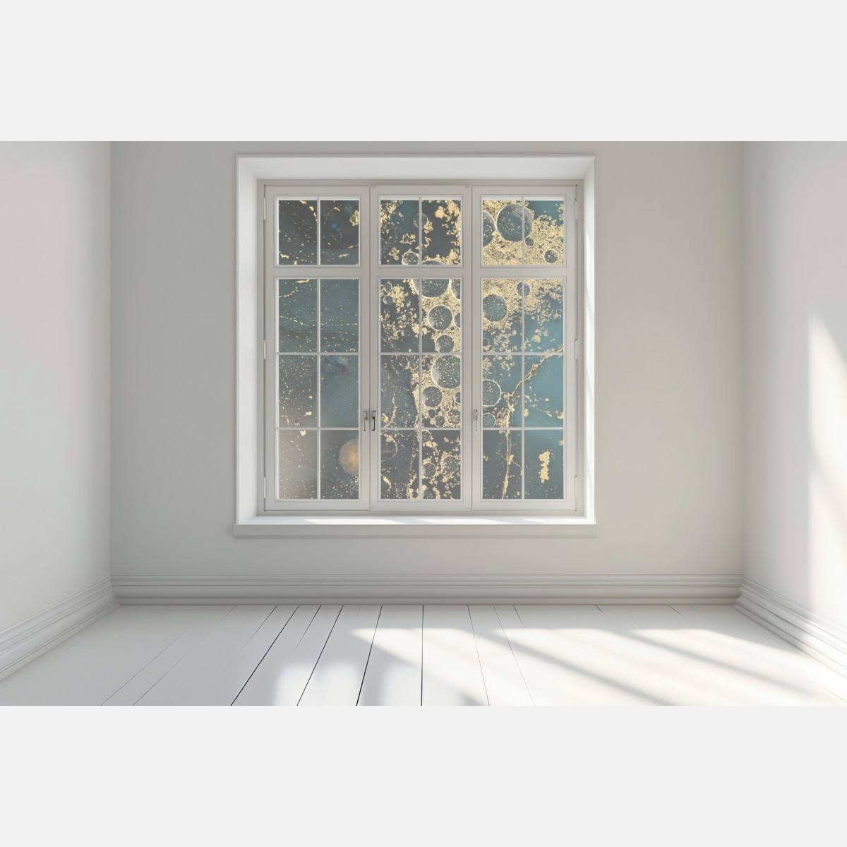 Naklejka na okno turkusowo-złota abstrakcyjna marmurkowa faktura – Wallissimo® Naklejka na okno turkusowo-złota abstrakcyjna marmurkowa faktura – Wallissimo®