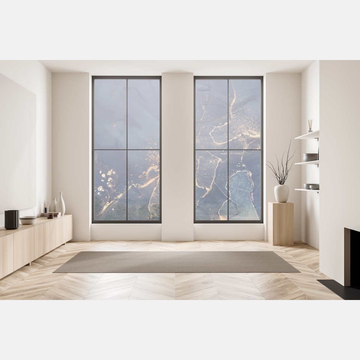 Naklejka na okno granatowa marmurowa abstrakcja ze złotymi żyłkami – Wallissimo® Naklejka na okno granatowa marmurowa abstrakcja ze złotymi żyłkami – Wallissimo®