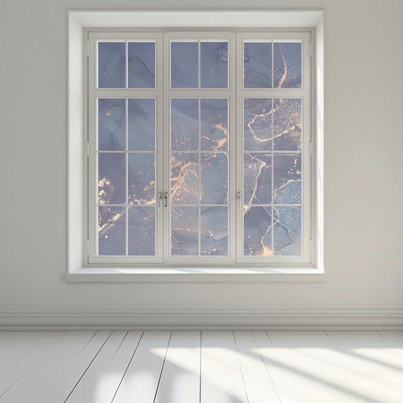 Naklejka na okno granatowa marmurowa abstrakcja ze złotymi żyłkami – Wallissimo® Naklejka na okno granatowa marmurowa abstrakcja ze złotymi żyłkami – Wallissimo®