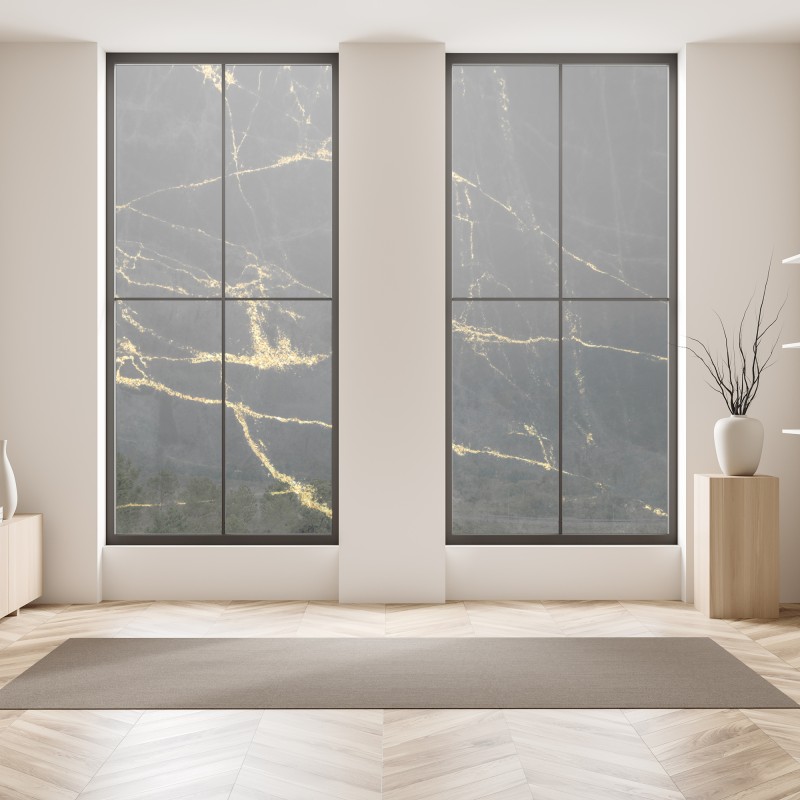 Naklejka na okno wschód słońca nad mglistym grzbietem z kamienną ścieżką – Wallissimo®