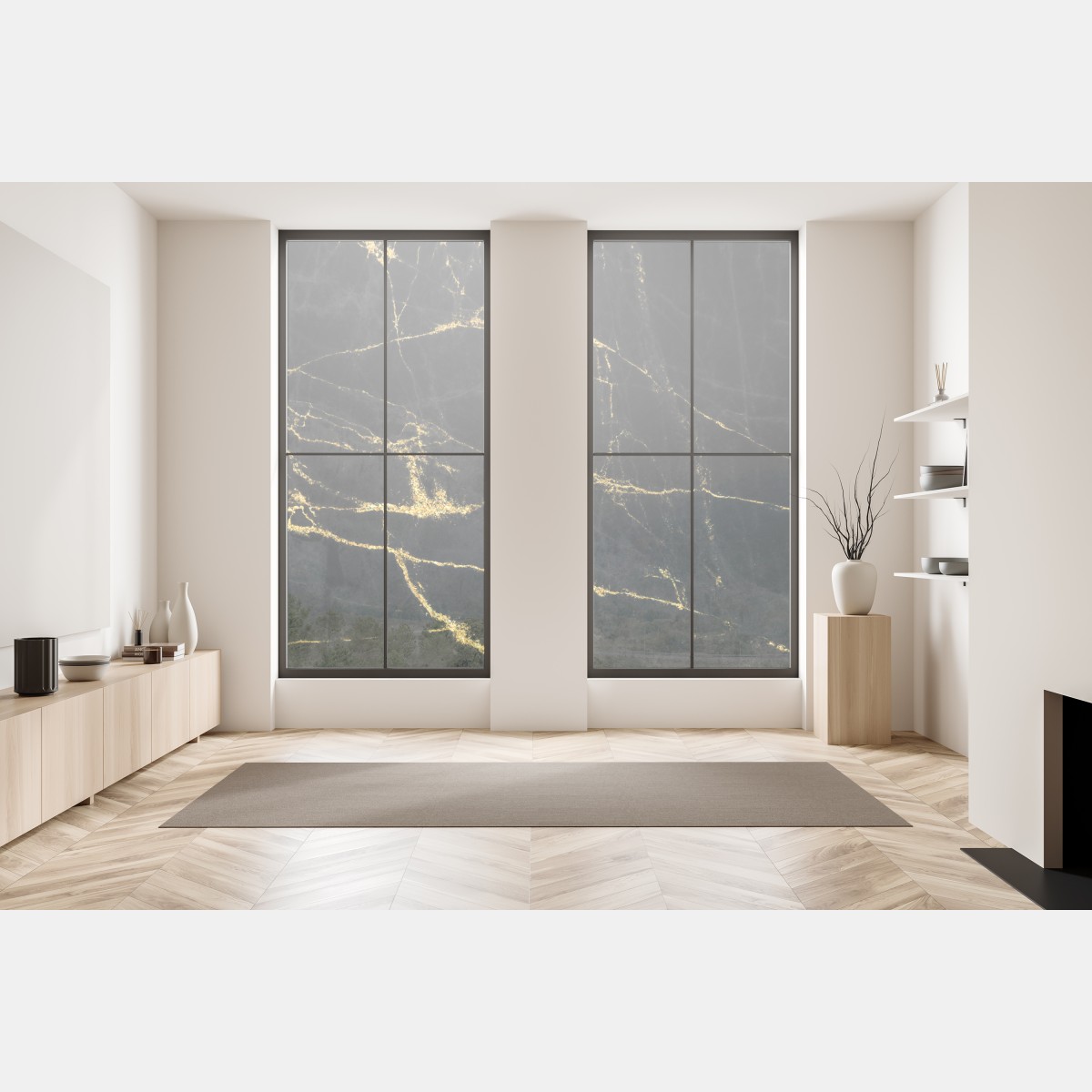 Naklejka na okno czarny marmur ze złotymi żyłami – Wallissimo® Naklejka na okno czarny marmur ze złotymi żyłami – Wallissimo®
