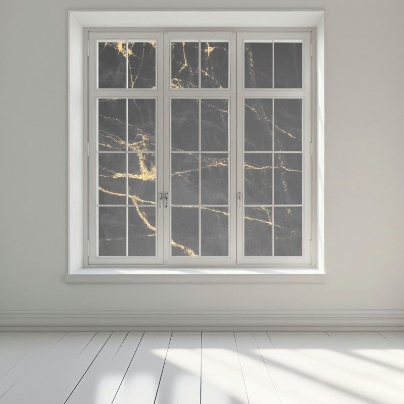 Naklejka na okno czarny marmur ze złotymi żyłami – Wallissimo® Naklejka na okno czarny marmur ze złotymi żyłami – Wallissimo®