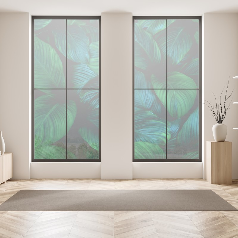 Naklejka na okno bujne tropikalne liście